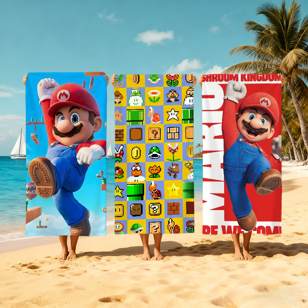 Beach Towel Large - S-Super Game Towel Large Quick-Drying M-Mario-o