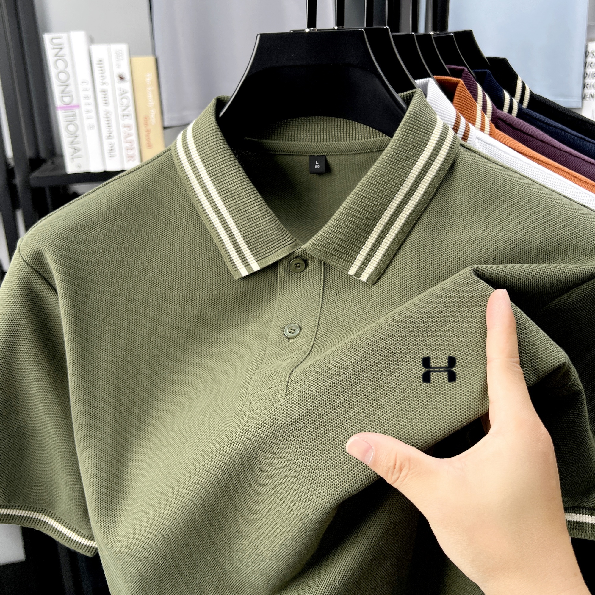 Polo Shirt Pique - Men's Striped Collar Polo Shirts Breathable