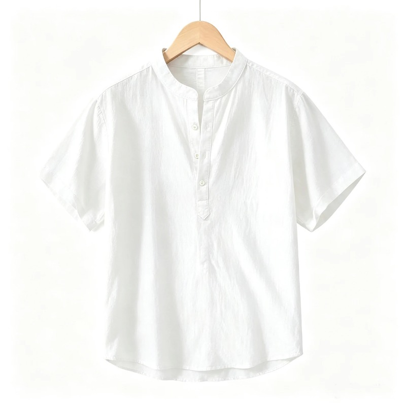 Summer Mens Short Sleeve Shirt - Linen Shirt Breathable avaliação e preço