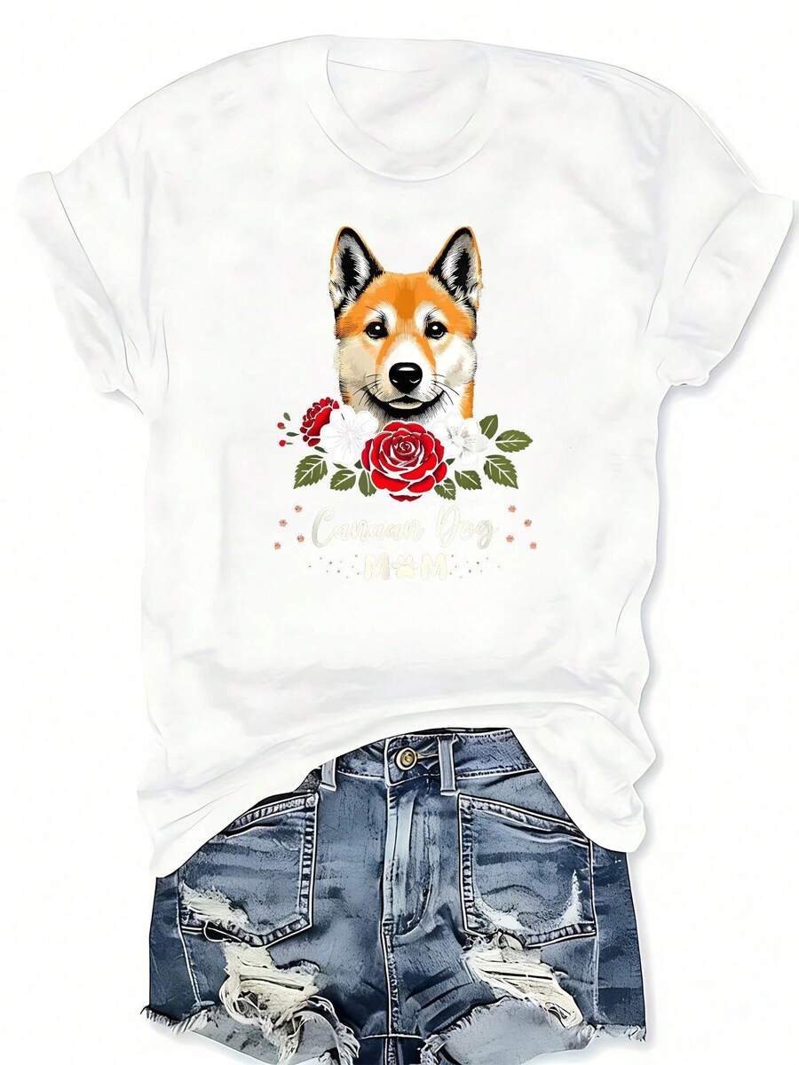 Canaan Dog Rose Floral Graphic - Tee Graphic Print avaliação e preço