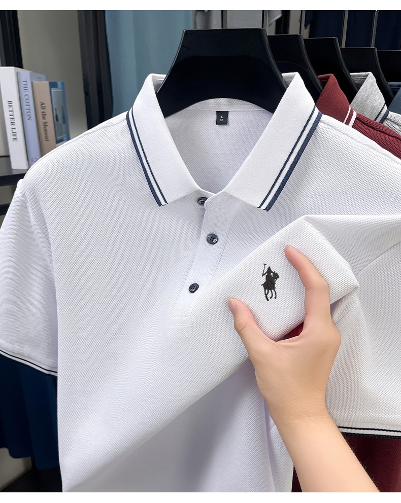 Summer Striped Collar Polo Shi - Polo Shirt Pique avaliação e preço