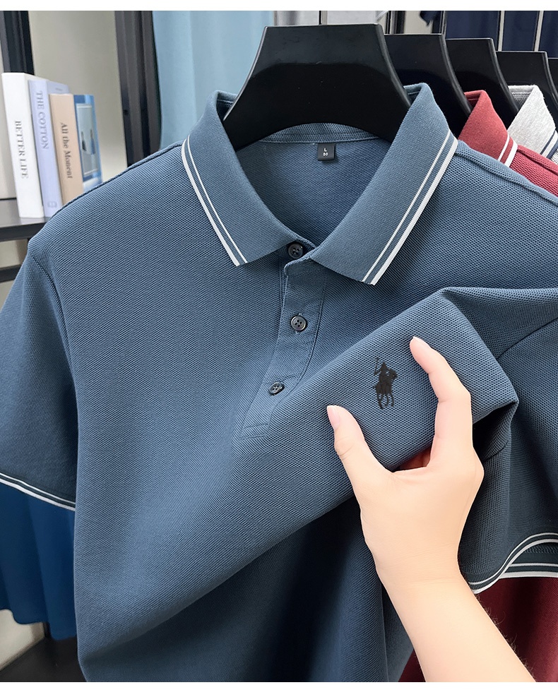 Summer Striped Collar Polo Shi - Polo Shirt Pique avaliação e preço