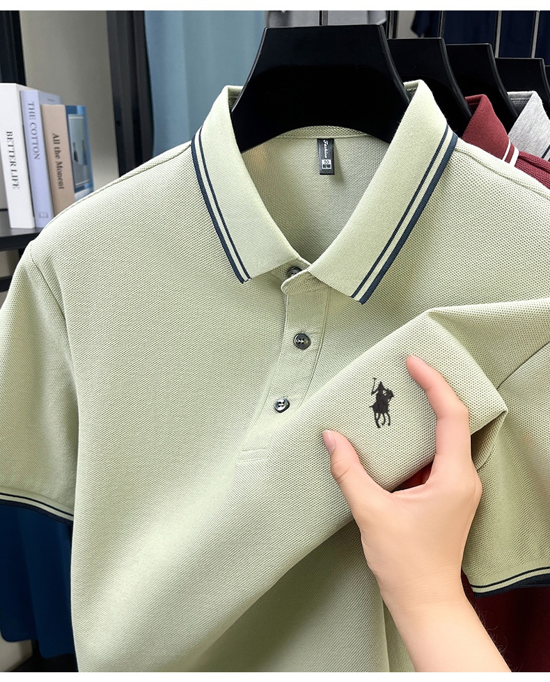 Summer Striped Collar Polo Shi - Polo Shirt Pique avaliação e preço