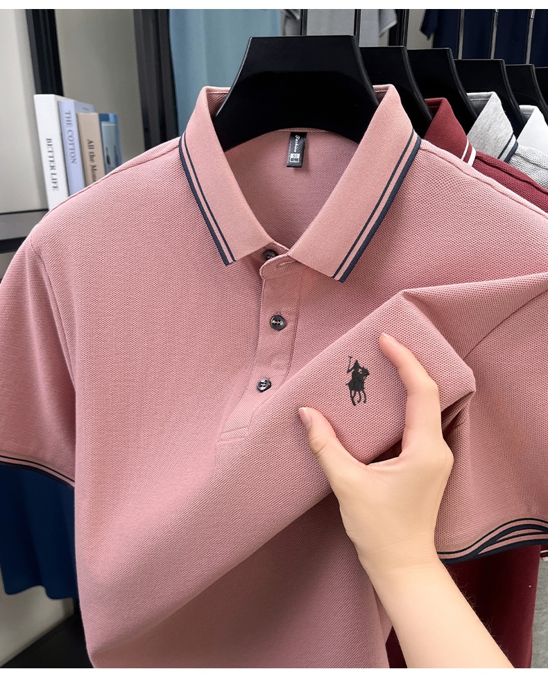 Summer Striped Collar Polo Shi - Polo Shirt Pique avaliação e preço