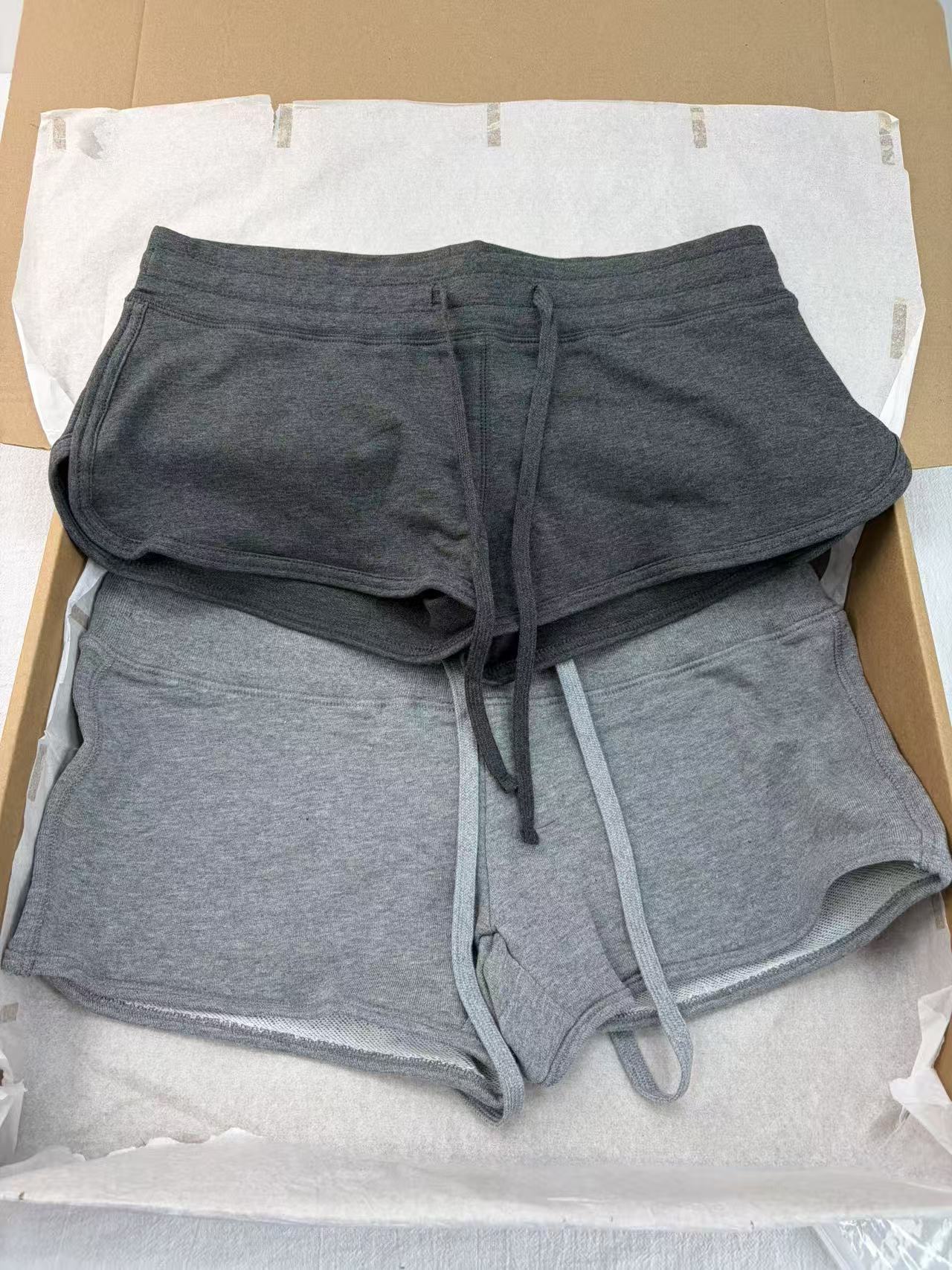 New Gray Cotton Drawstring Sho - Short Linen Drawstring avaliação e preço