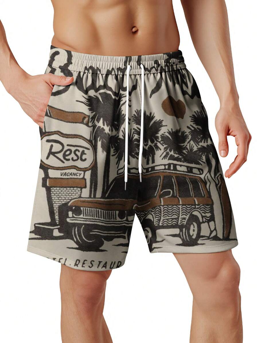 Mens Beach Trip Print Board Sh - Swim Trunk Quick Dry avaliação e preço