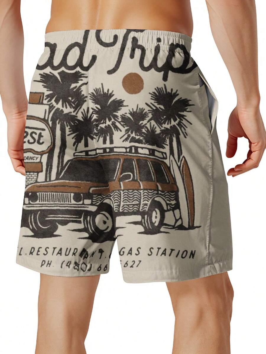 Mens Beach Trip Print Board Sh - Swim Trunk Quick Dry avaliação e preço