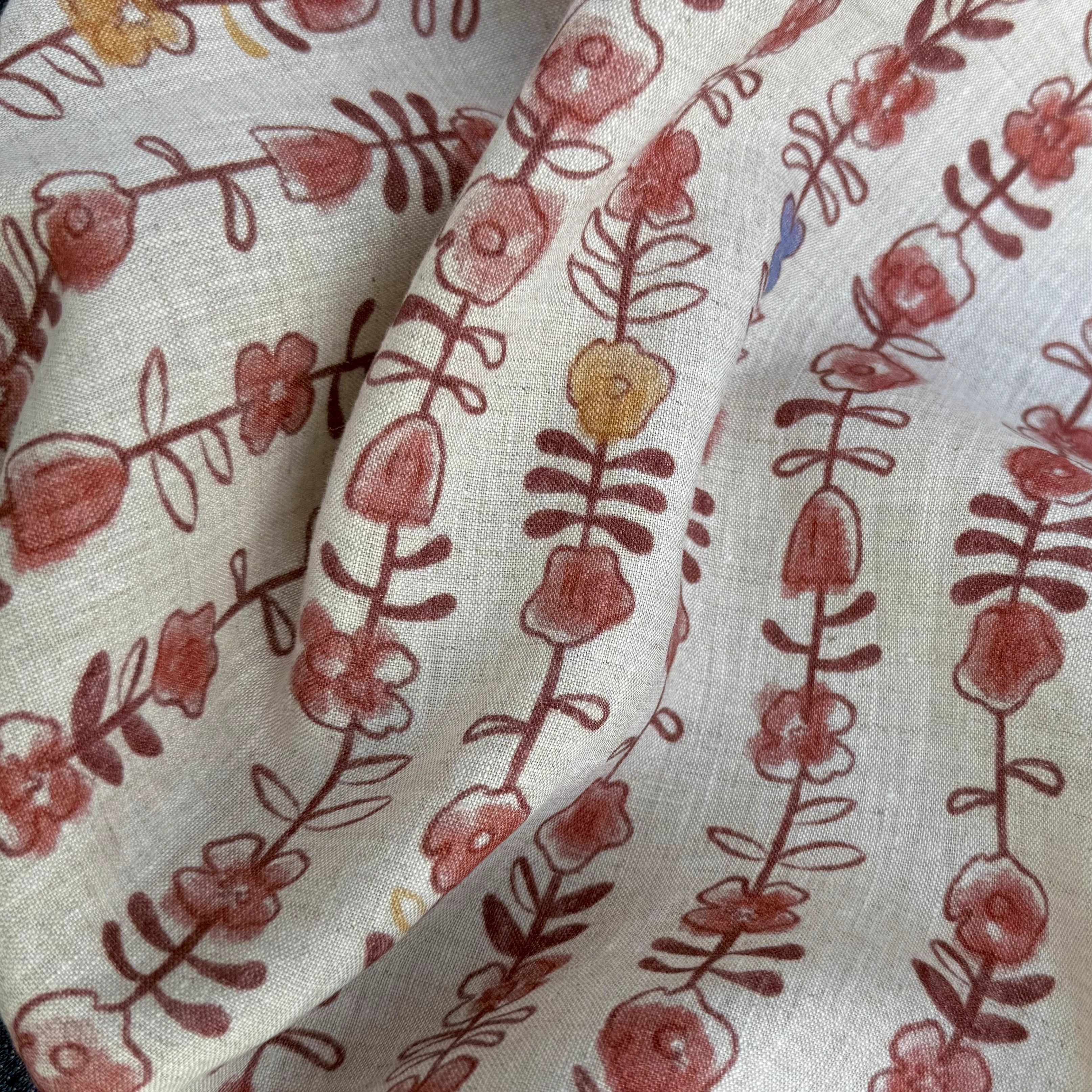 1yard Unique flowers print fab - Linen Shirt Breathable avaliação e preço