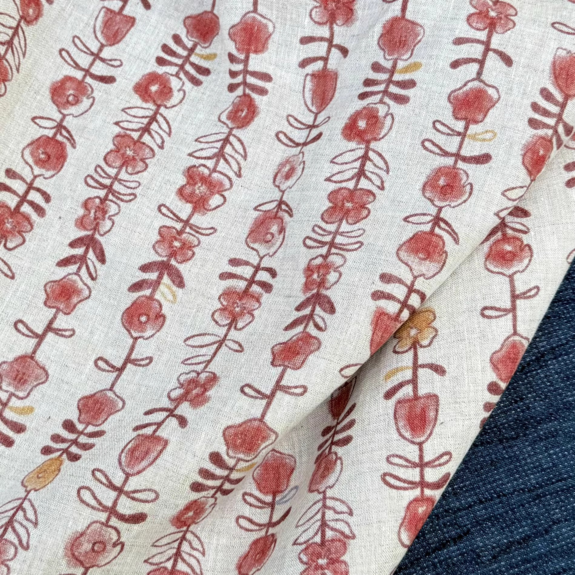 1yard Unique flowers print fab - Linen Shirt Breathable avaliação e preço