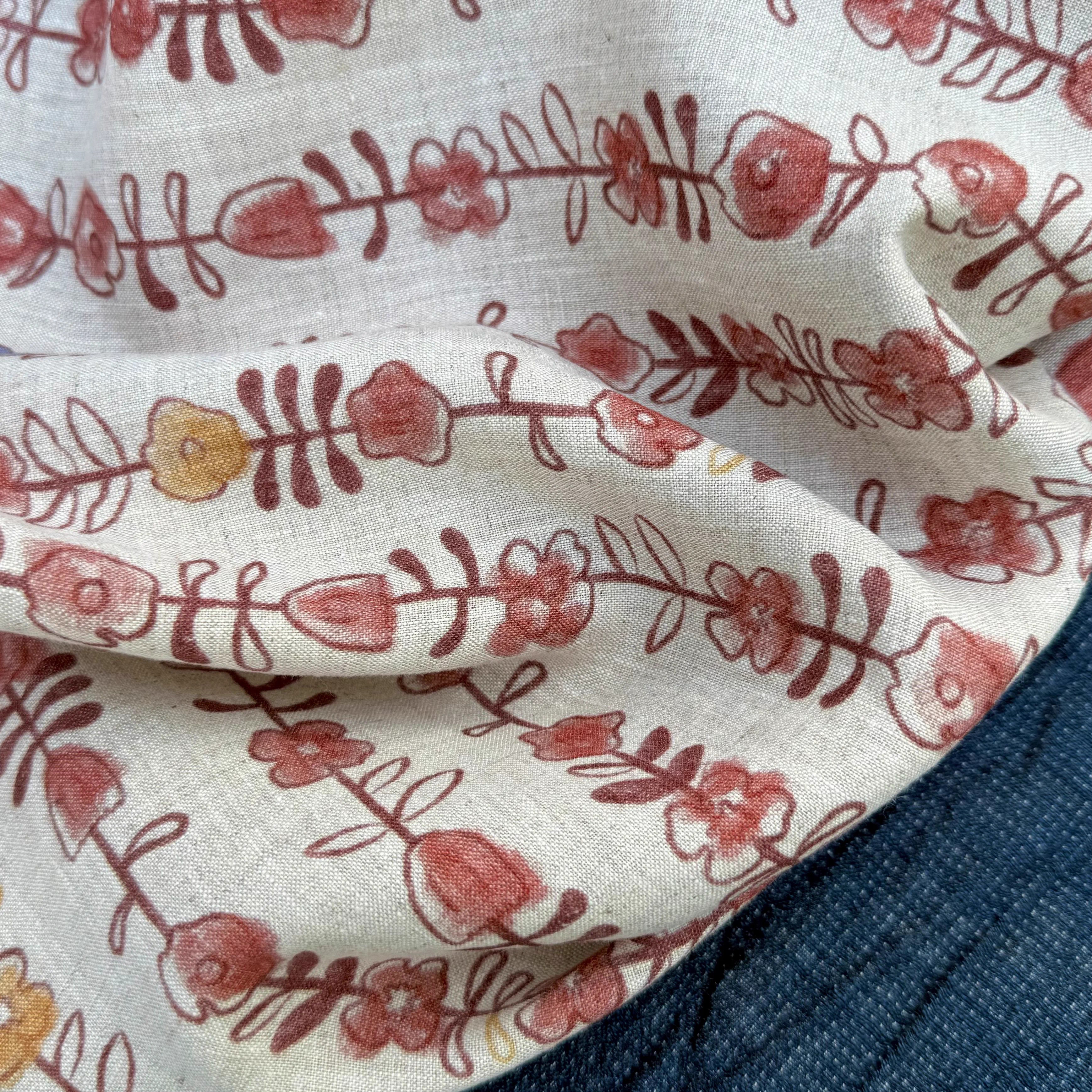 1yard Unique flowers print fab - Linen Shirt Breathable avaliação e preço
