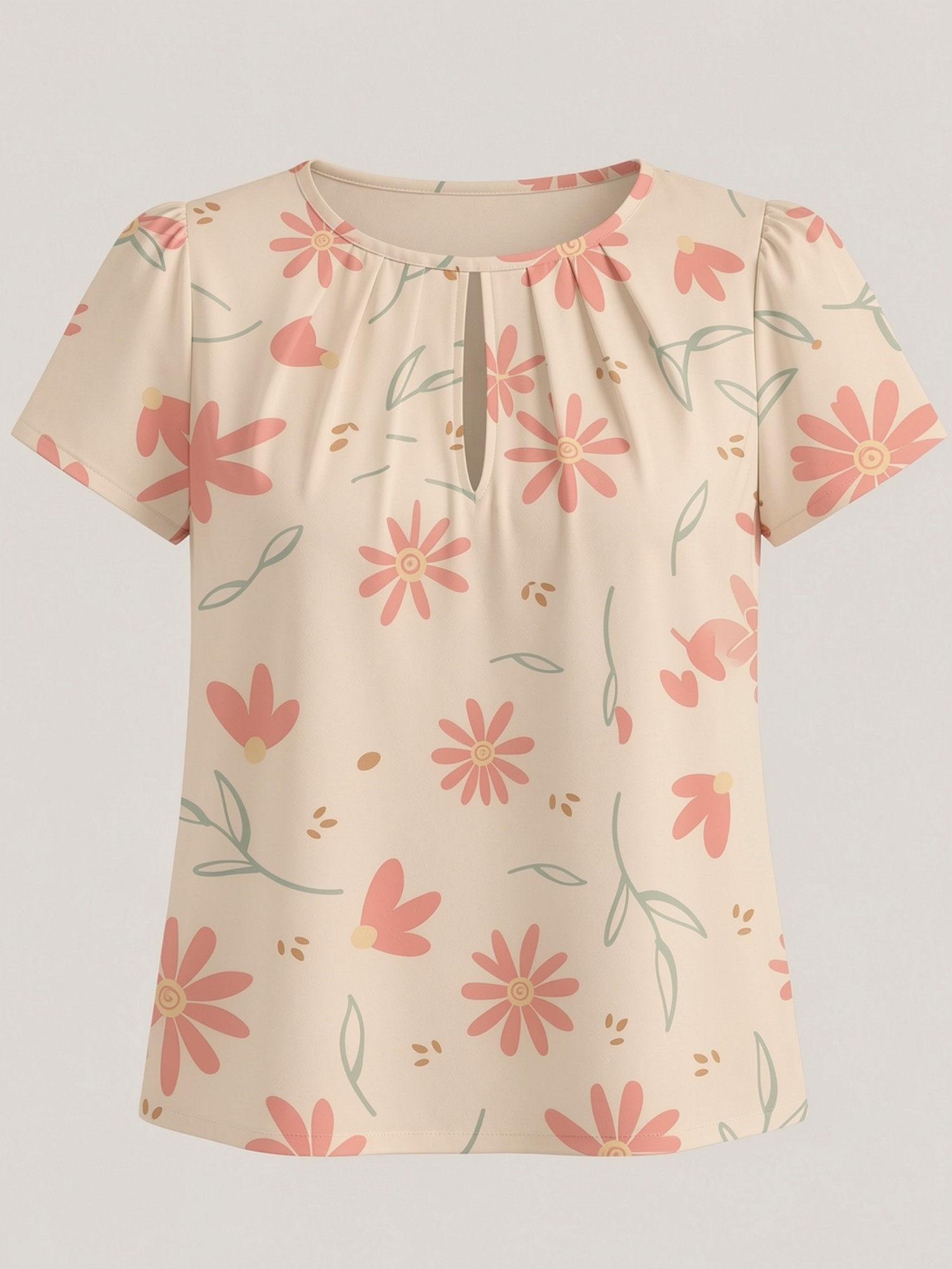 2026 New Women's Round Neck El - Resort Shirt Floral avaliação e preço