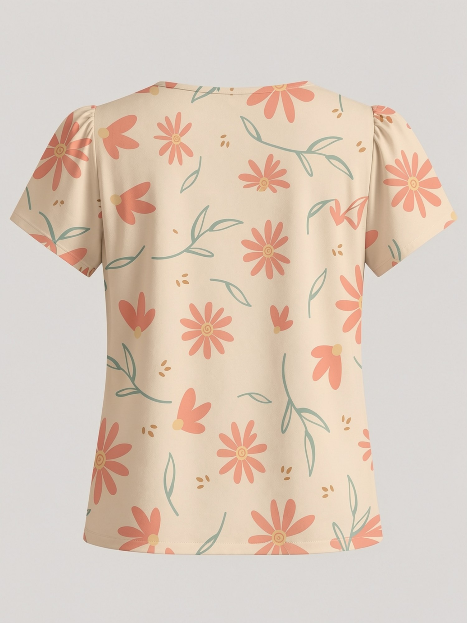 2026 New Women's Round Neck El - Resort Shirt Floral avaliação e preço