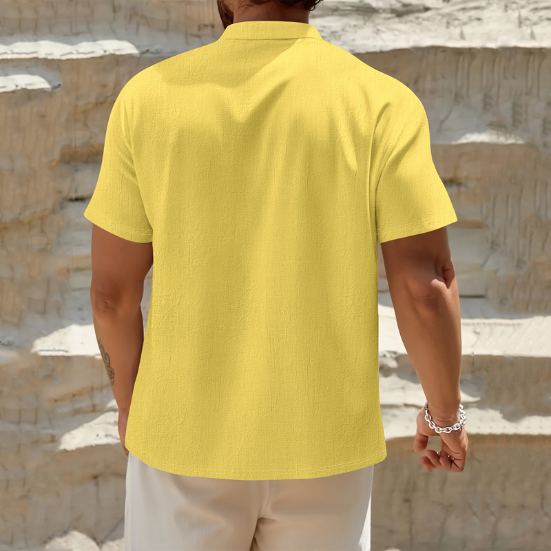 Men's Cotton Linen Henley Shir - Linen Shirt Breathable avaliação e preço
