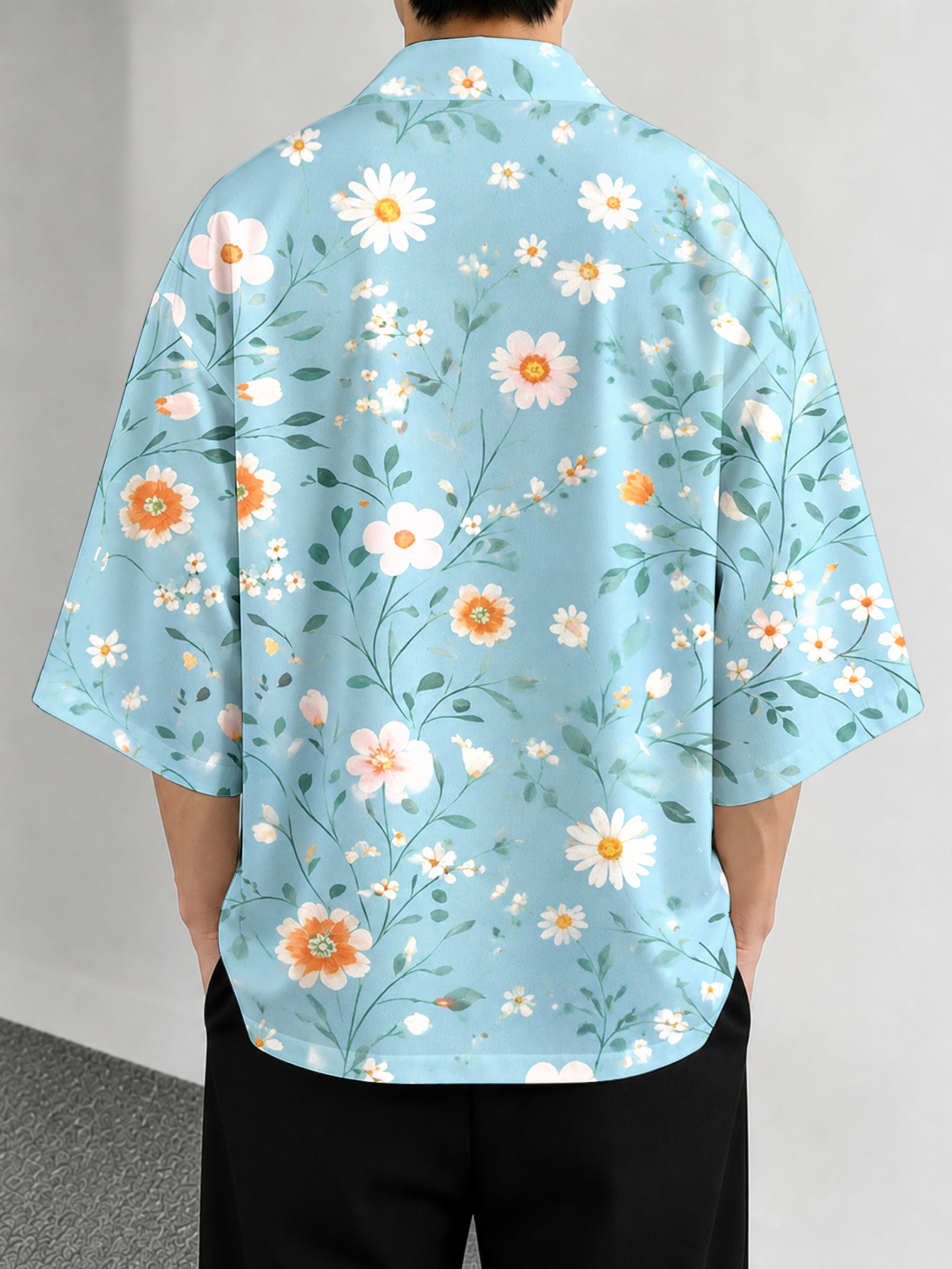 Men's casual top Floral Blue C - Resort Shirt Floral avaliação e preço