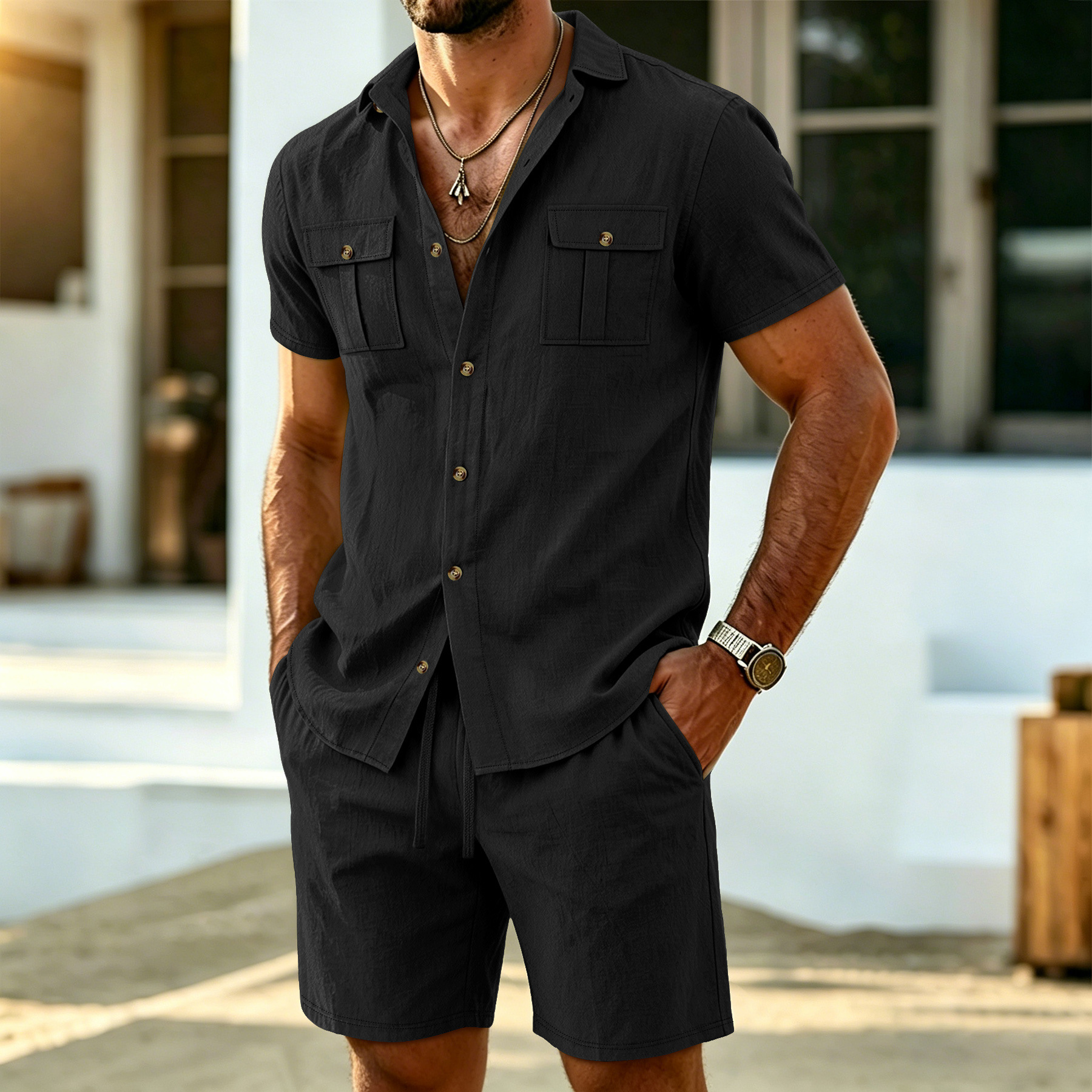 New summer men's linen outdoor - Linen Shirt Breathable avaliação e preço