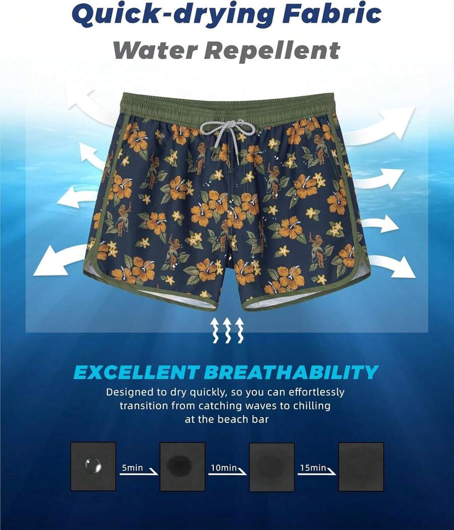 Mens Quick Dry Retro Swim Trun - Swim Trunk Quick Dry avaliação e preço