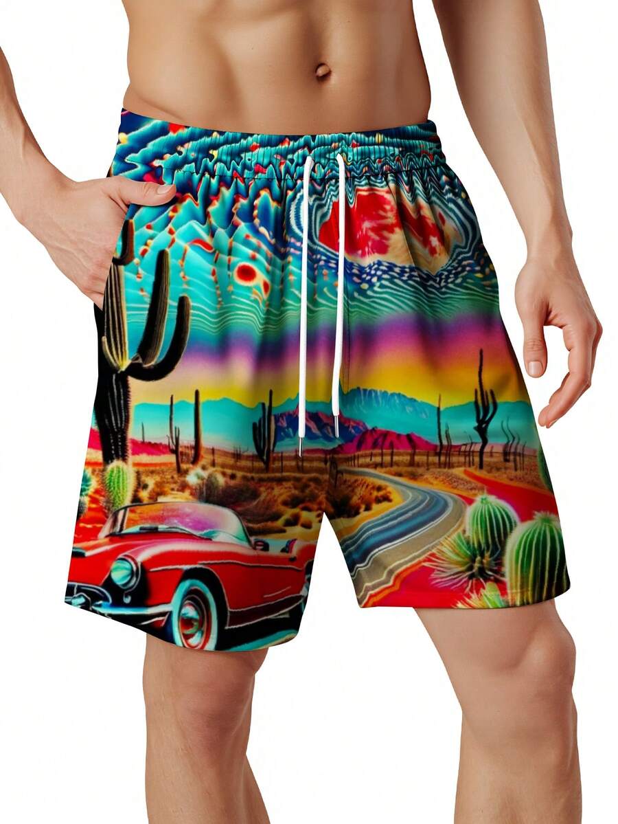 Mens Desert Scene Swim Trunks  - Swim Trunk Quick Dry avaliação e preço