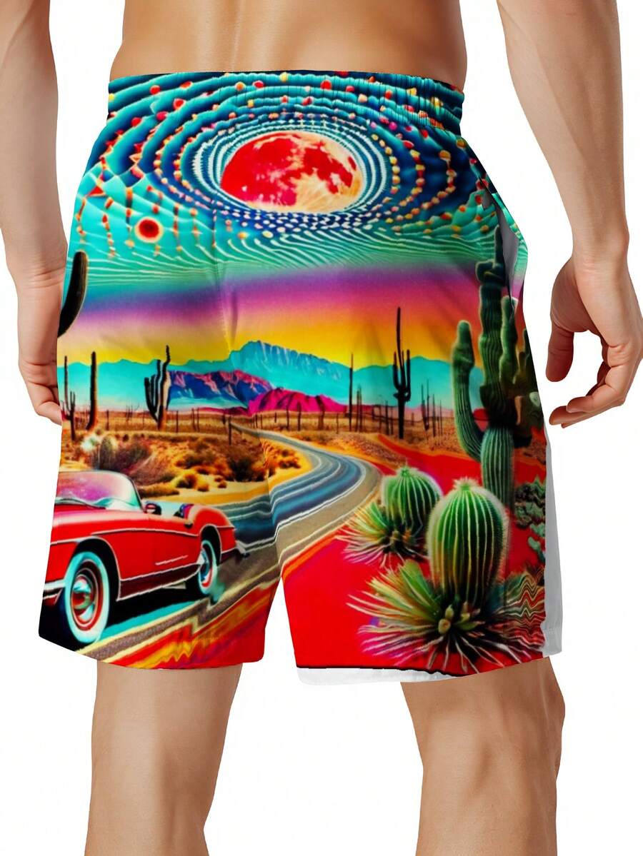 Mens Desert Scene Swim Trunks  - Swim Trunk Quick Dry avaliação e preço