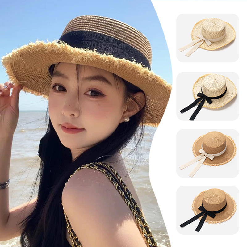 Women Straw Sun Hat Bowknot Su - Packable Hat Nylon avaliação e preço