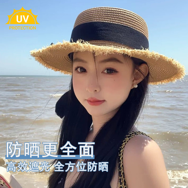 Women Straw Sun Hat Bowknot Su - Packable Hat Nylon avaliação e preço
