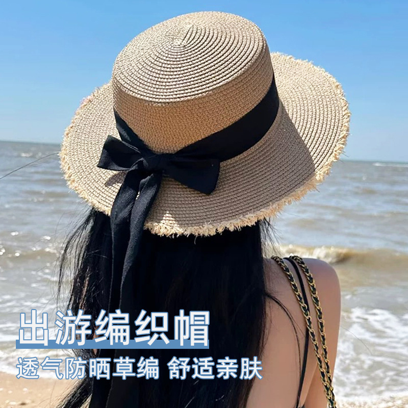 Women Straw Sun Hat Bowknot Su - Packable Hat Nylon avaliação e preço