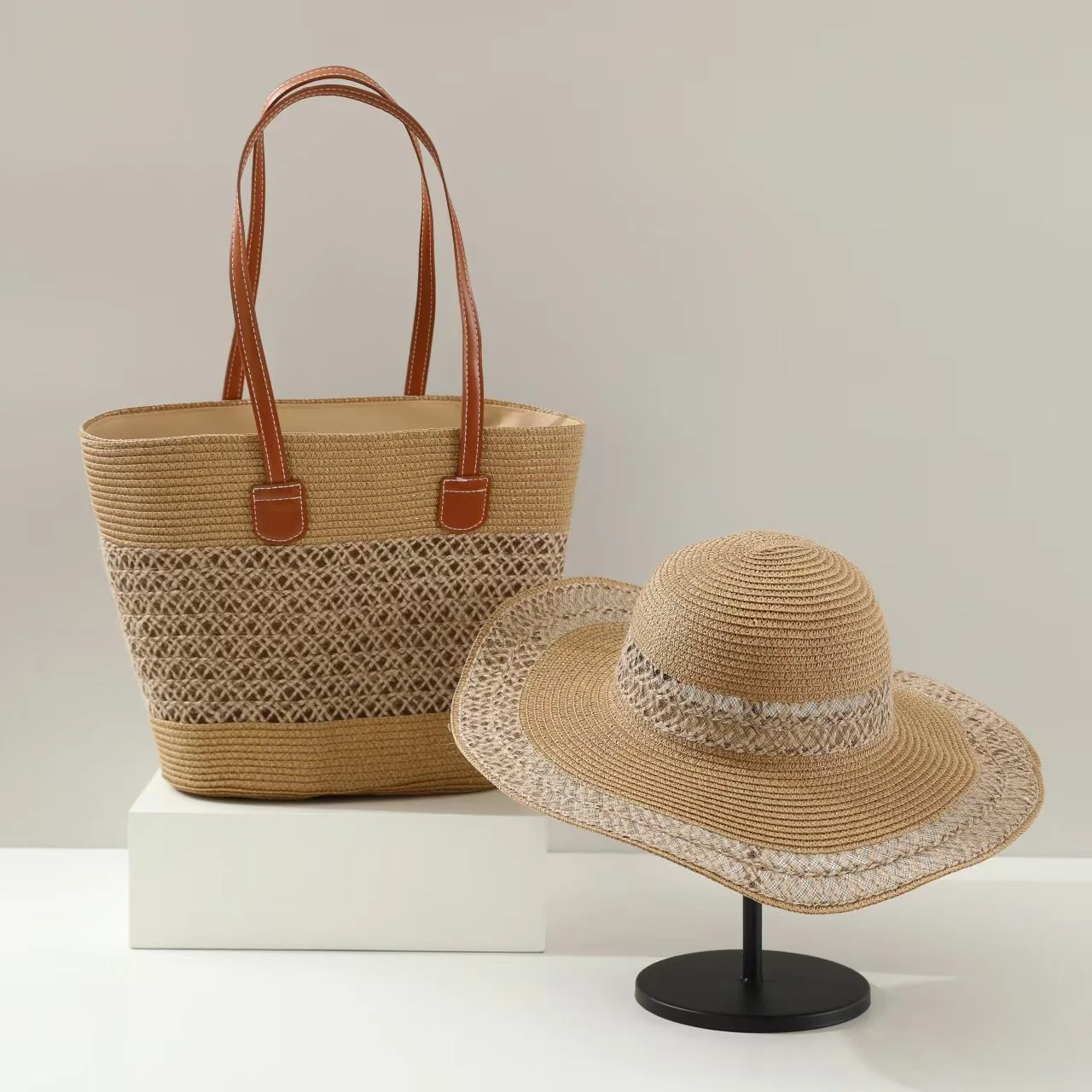Large Capacity Straw Woven Bag - Bucket Hat Straw avaliação e preço