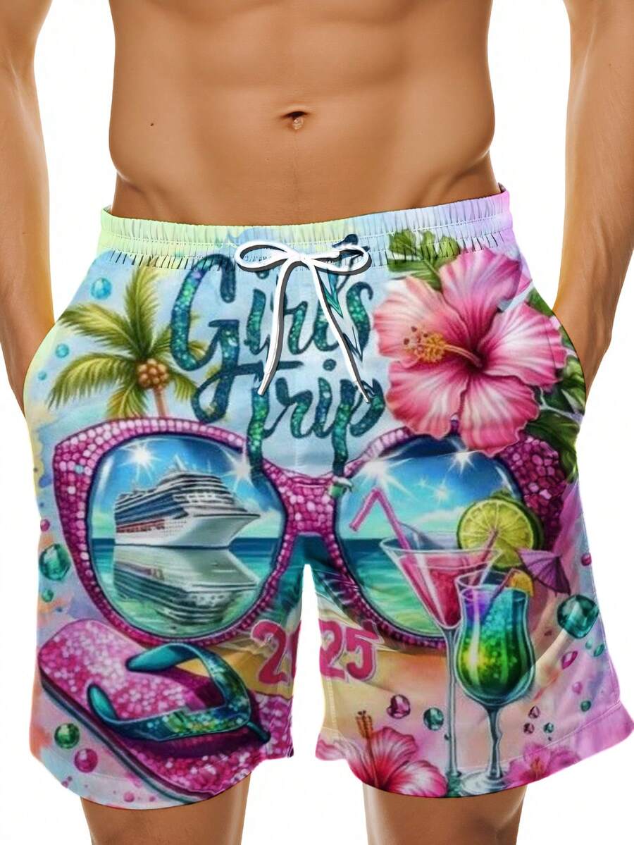 Mens Beach Swim Trunks 3D Prin - Swim Trunk Quick Dry avaliação e preço