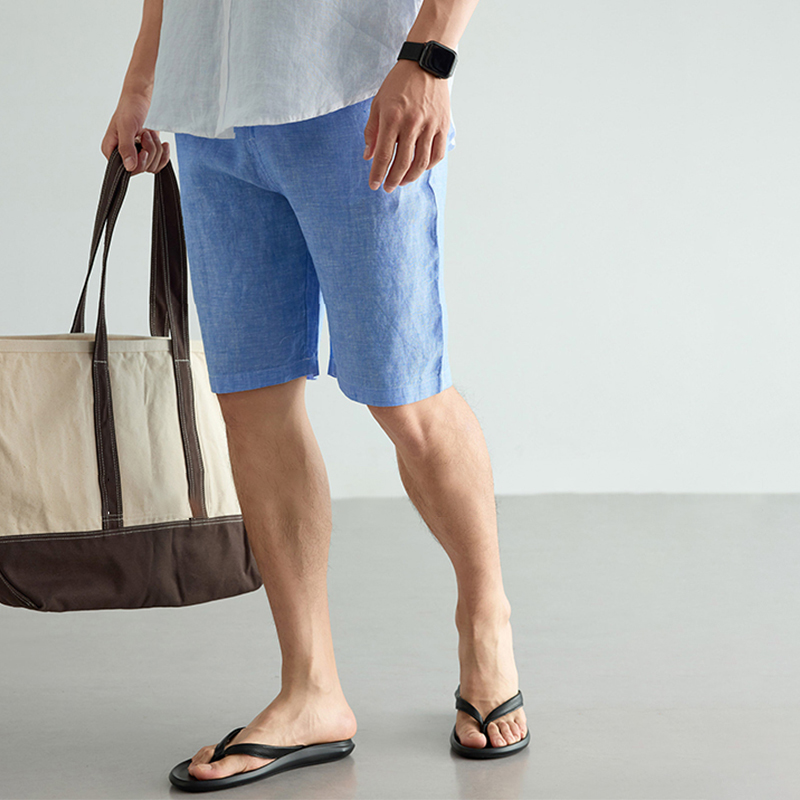 Men's Linen Cotton Shorts Summ - Short Linen Drawstring avaliação e preço