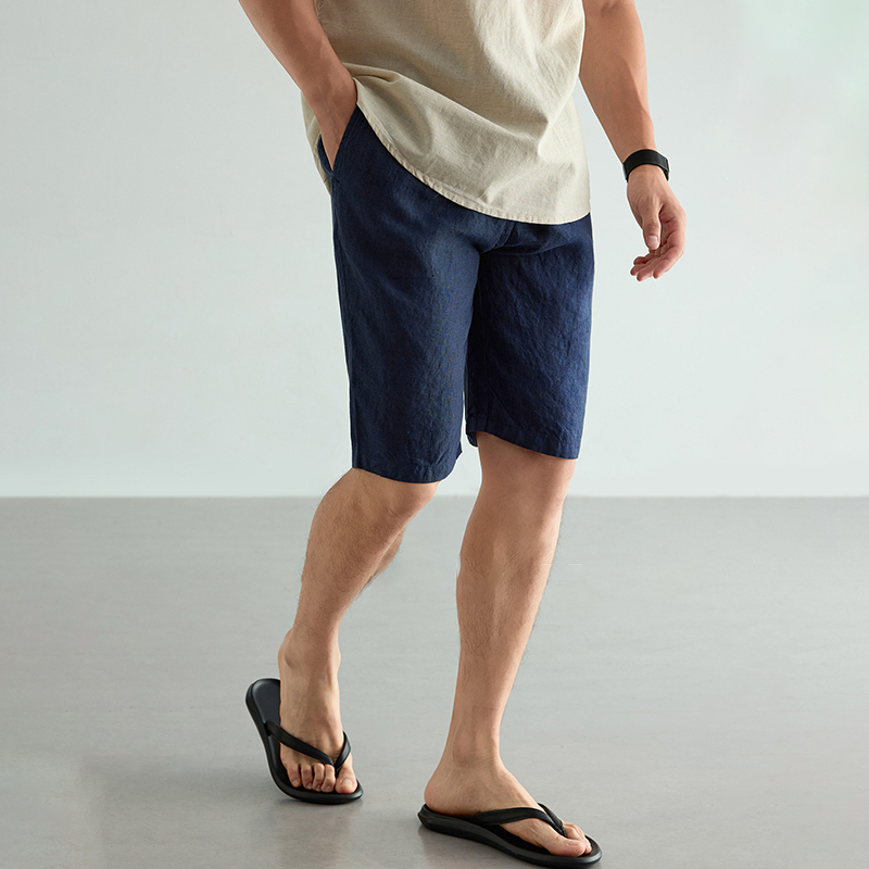 Men's Linen Cotton Shorts Summ - Short Linen Drawstring avaliação e preço