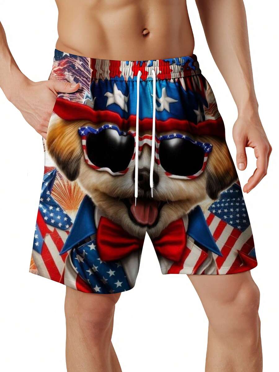 Patriotic Dog American Flag Pr - Swim Trunk Quick Dry avaliação e preço