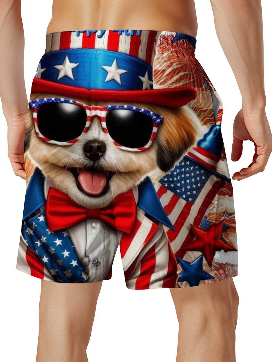 Patriotic Dog American Flag Pr - Swim Trunk Quick Dry avaliação e preço