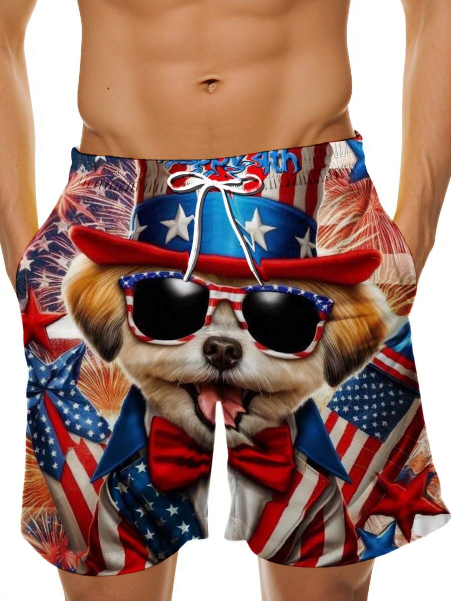 Patriotic Dog American Flag Pr - Swim Trunk Quick Dry avaliação e preço