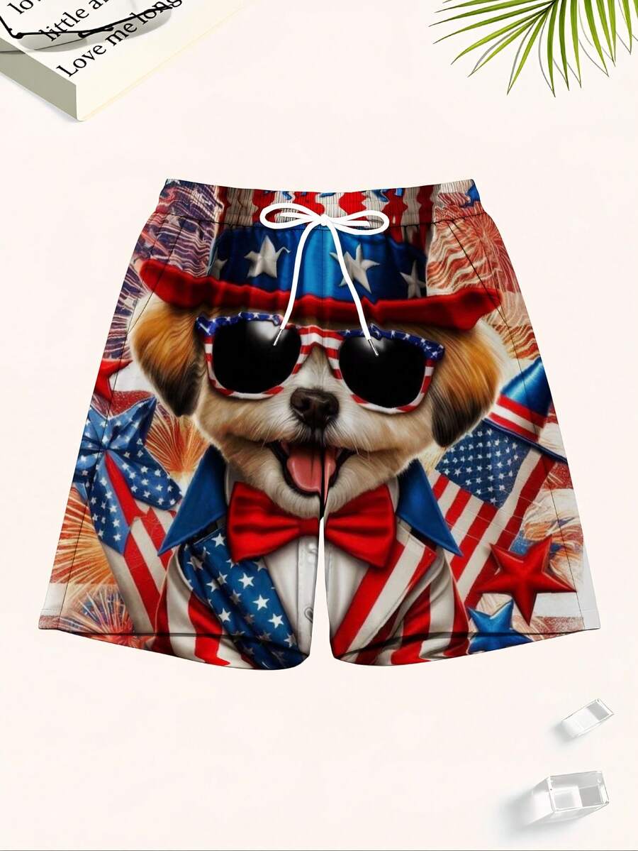 Patriotic Dog American Flag Pr - Swim Trunk Quick Dry avaliação e preço