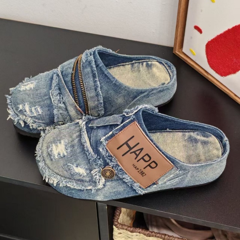 Washed Denim Metal Toe Flat He - Espadrille Slip On avaliação e preço