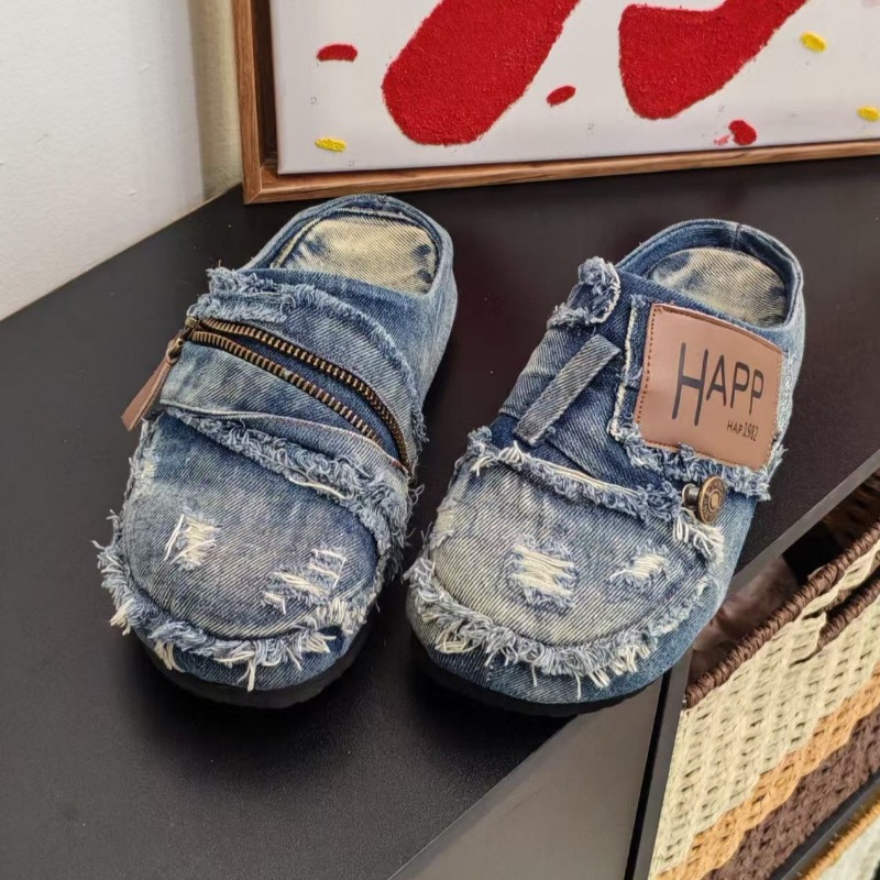 Washed Denim Metal Toe Flat He - Espadrille Slip On avaliação e preço