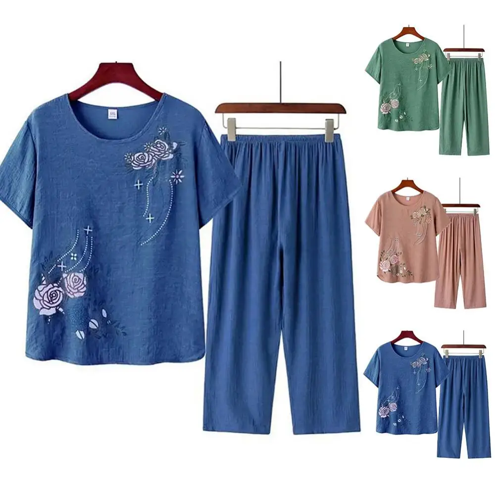 Middle-aged elderly women's sh - Linen Shirt Breathable avaliação e preço