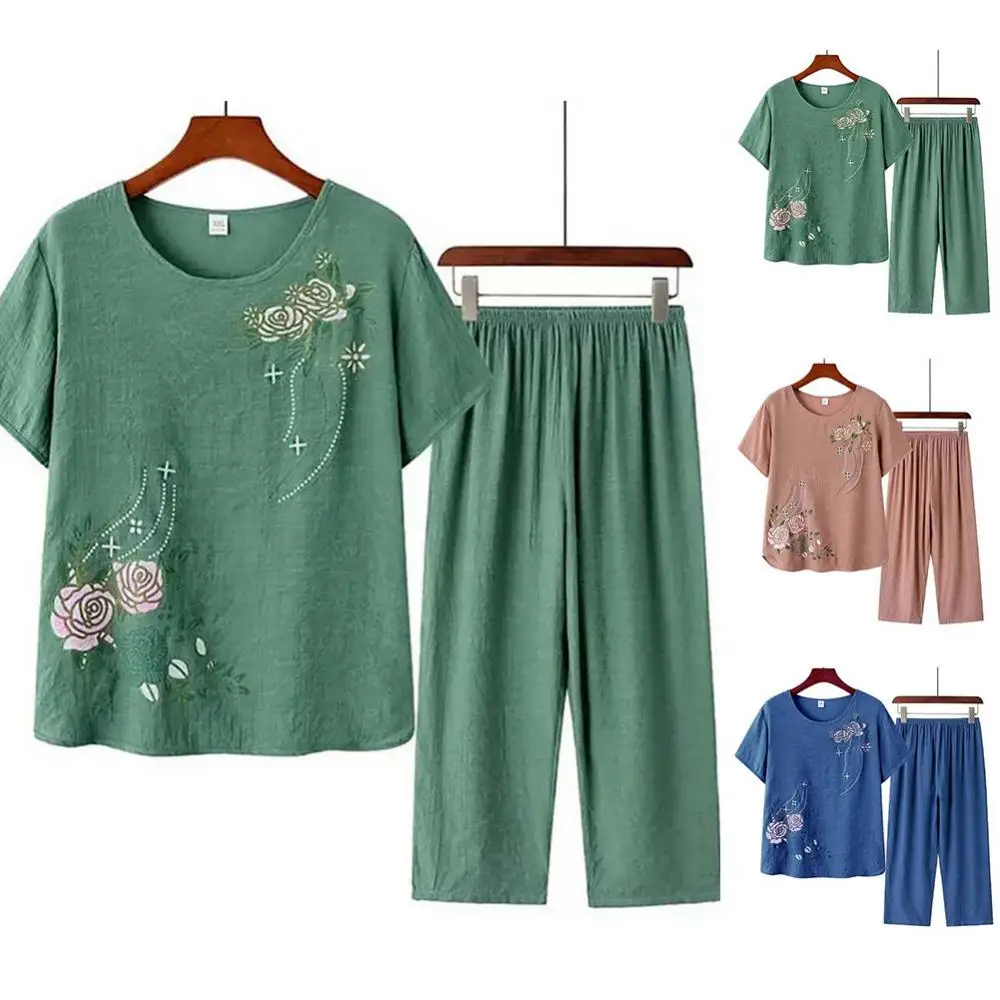 Middle-aged elderly women's sh - Linen Shirt Breathable avaliação e preço