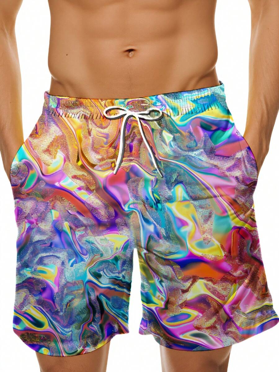 Mens Colorful Abstract Print Q - Swim Trunk Quick Dry avaliação e preço