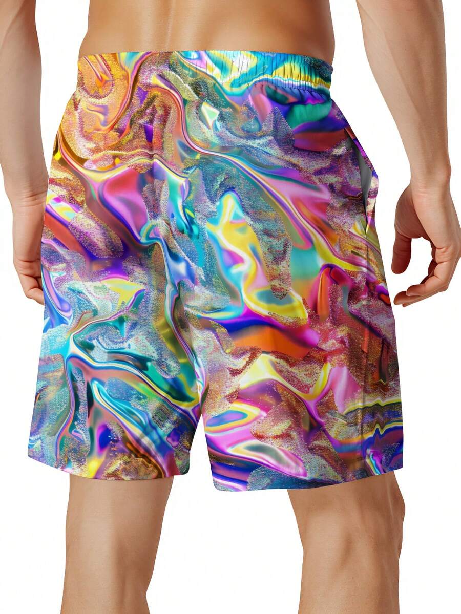 Mens Colorful Abstract Print Q - Swim Trunk Quick Dry avaliação e preço
