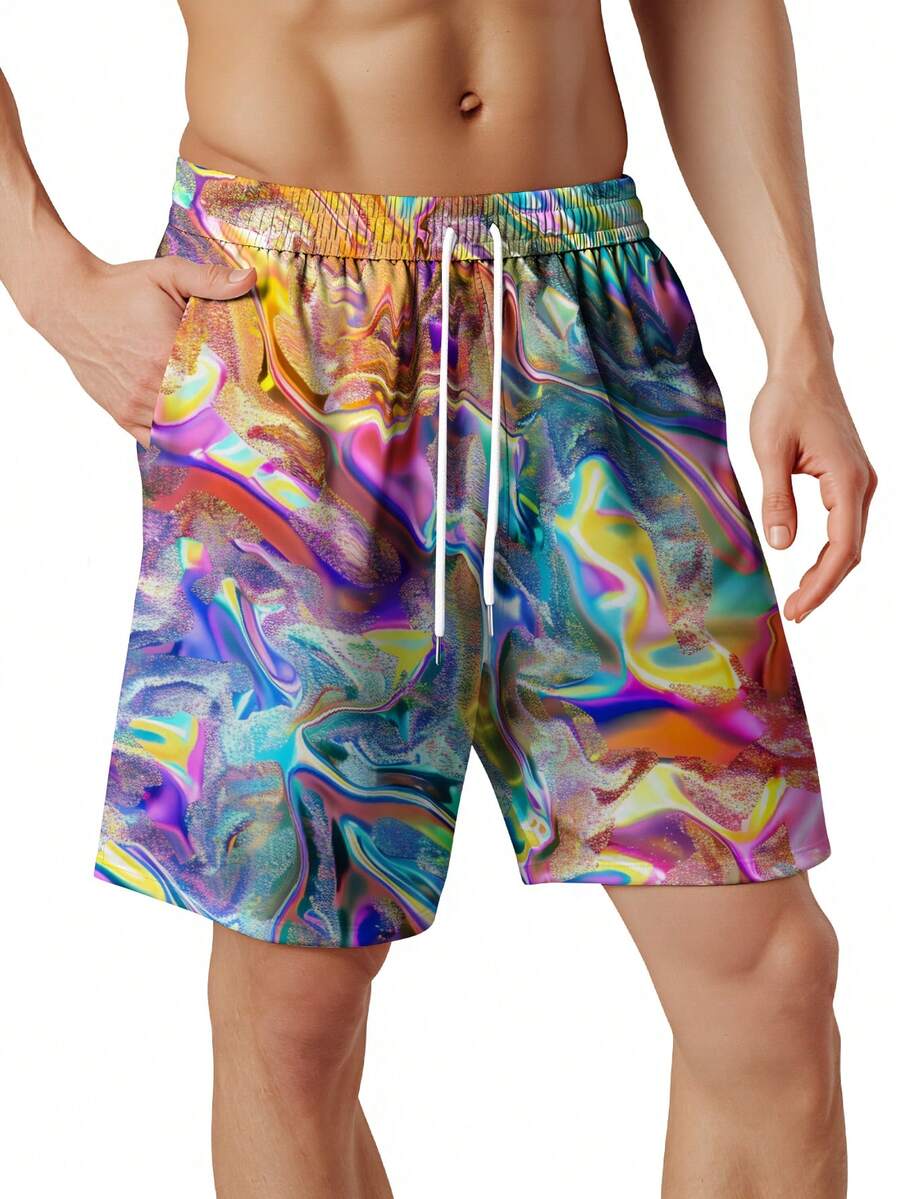 Mens Colorful Abstract Print Q - Swim Trunk Quick Dry avaliação e preço