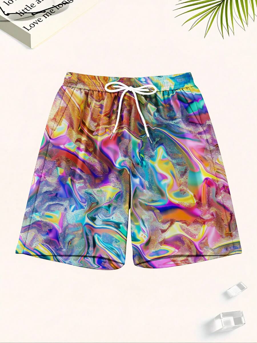 Mens Colorful Abstract Print Q - Swim Trunk Quick Dry avaliação e preço