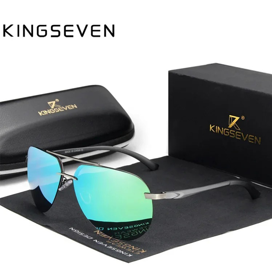 KINGSEVEN  Rimless Pilot Sungl - Sunglasses Aviator Polarized avaliação e preço