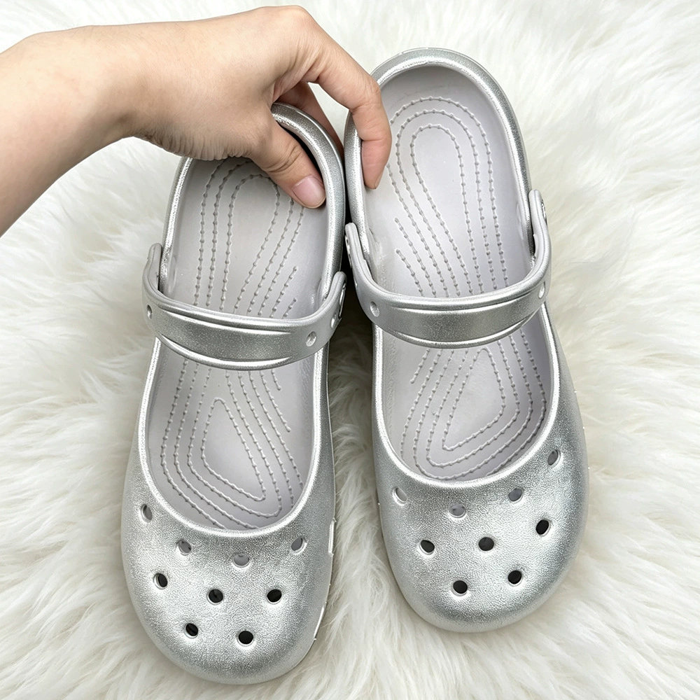 Summer New Silver Slip-on Clog - Espadrille Slip On avaliação e preço