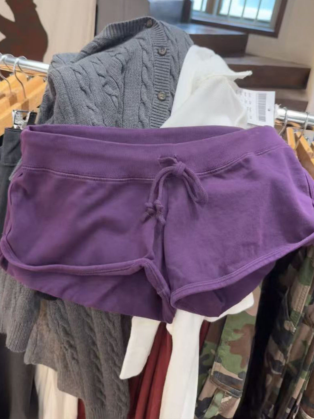 Purple Cotton Short Pant Women - Short Linen Drawstring avaliação e preço