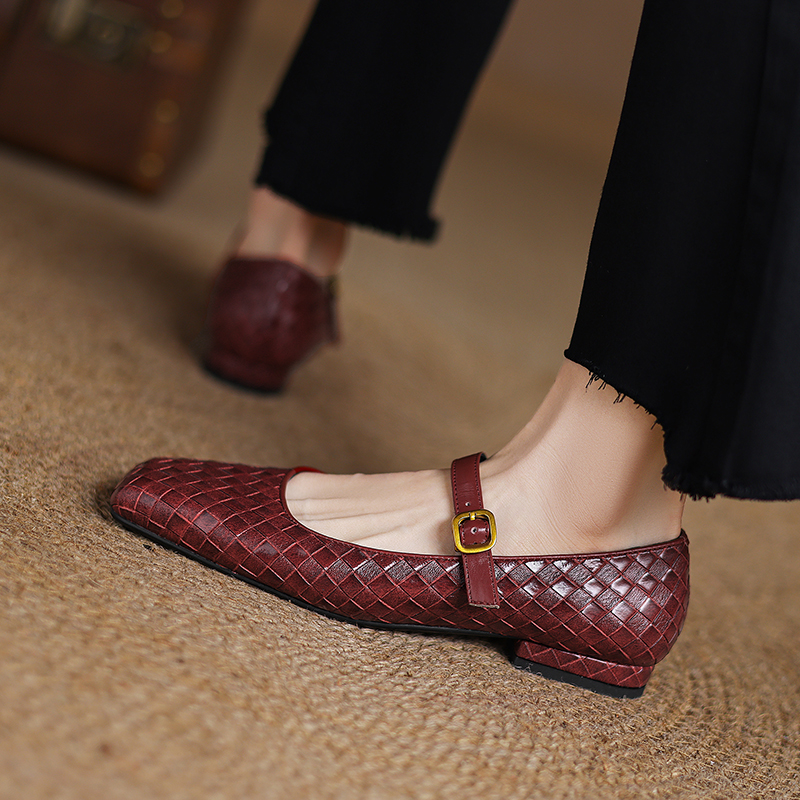 Woven Flat Bottom Mary Jane Wo - Casual Sandal Leather avaliação e preço
