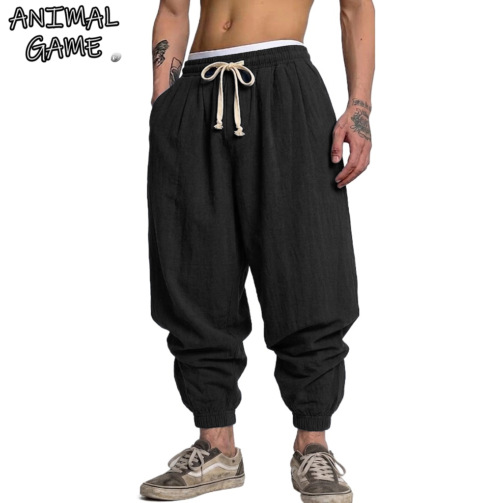 Korean Cotton Linen Trousers A - Short Linen Drawstring avaliação e preço