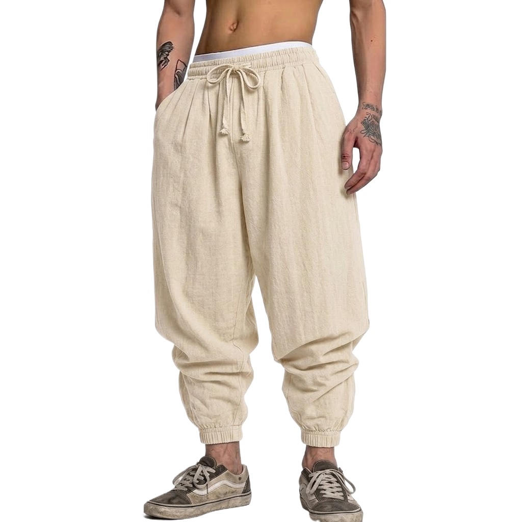 Korean Cotton Linen Trousers A - Short Linen Drawstring avaliação e preço