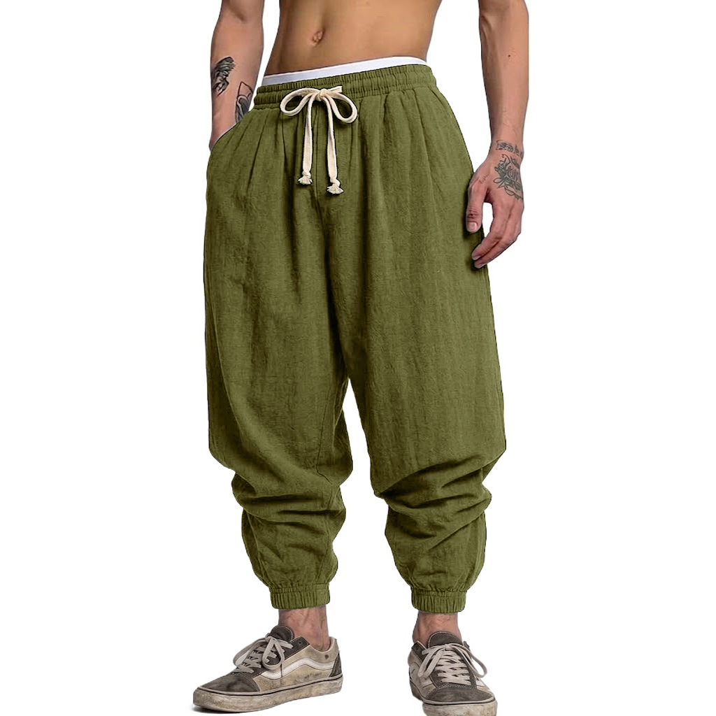 Korean Cotton Linen Trousers A - Short Linen Drawstring avaliação e preço