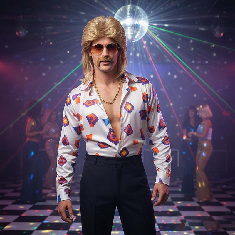 80s Disco Synthetic Wig Set Go - Sunglass Retainer Cord avaliação e preço