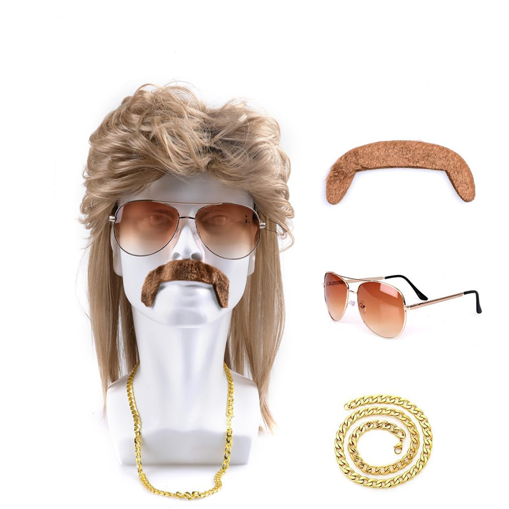 80s Disco Synthetic Wig Set Go - Sunglass Retainer Cord avaliação e preço